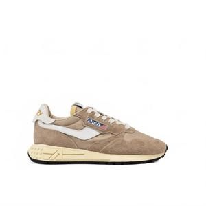 NEW AUTRY women's reelwind low sneaker shoes in pepper and white suede
